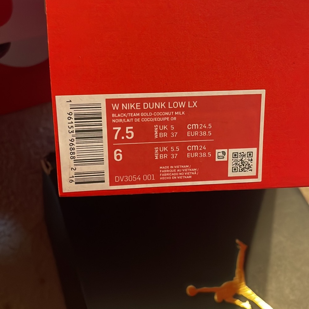 Nike Dunk Low LX in Black and Gold - Picture 7 of 7